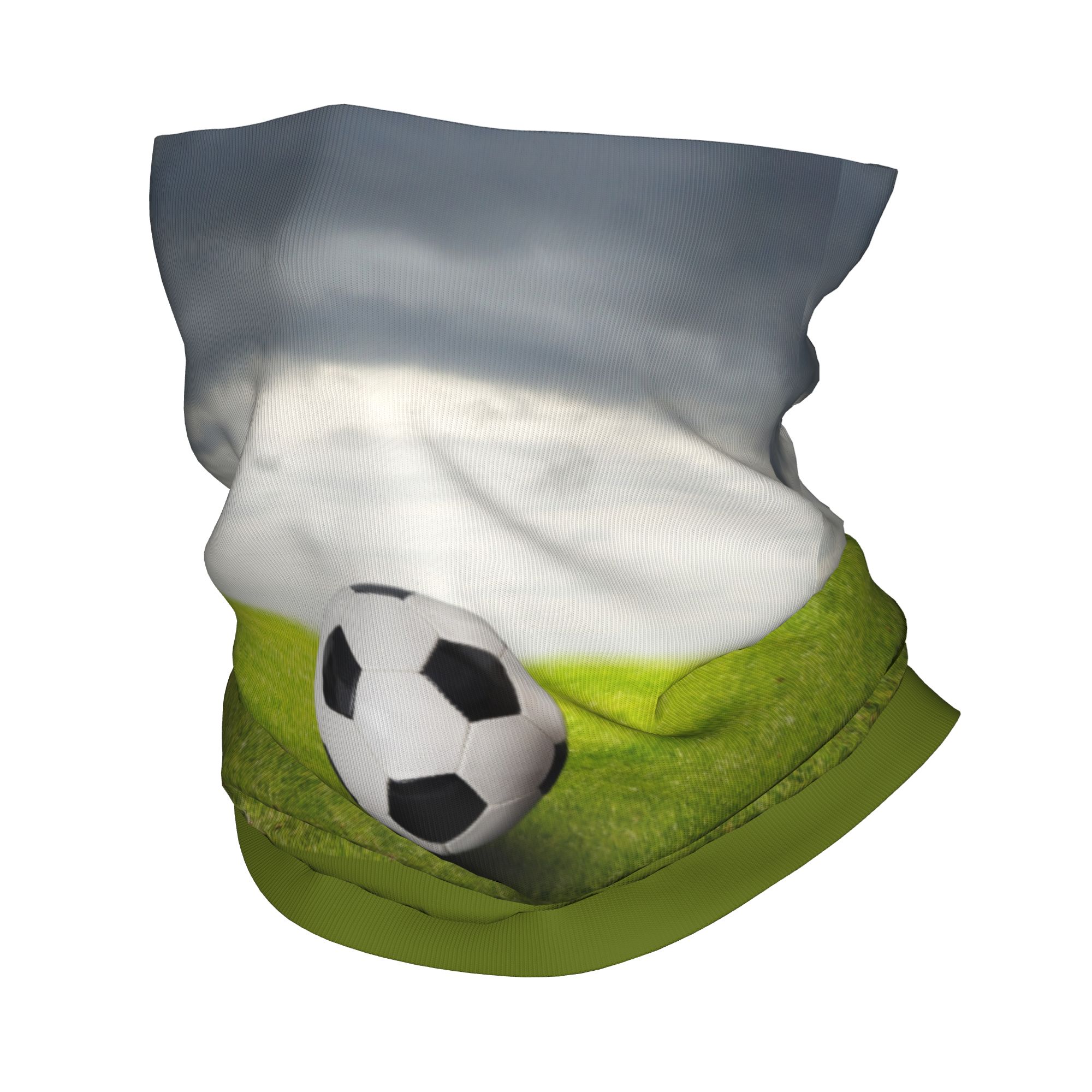 Neck Gaiter Face Cover - カスタムサッカーボールが草の上に置かれたバンダナネックゲイター防風フェイススカーフカバー男性女性サッカーパターンヘッドウェアチューブ