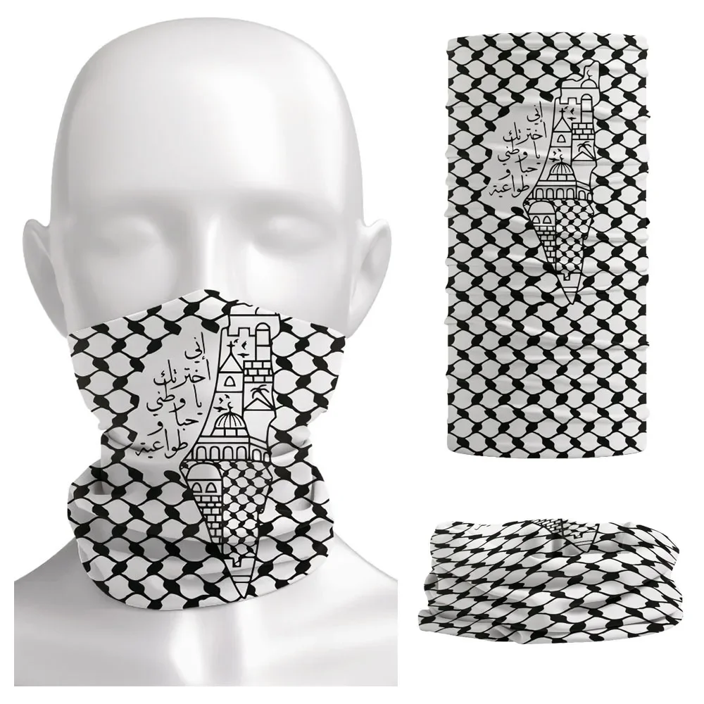 Neck Gaiter Face Cover - アラビア書道バンダナ フォークハッタ クフィヤ柄 ネックゲイター ハイキング フルフェイスカバー
