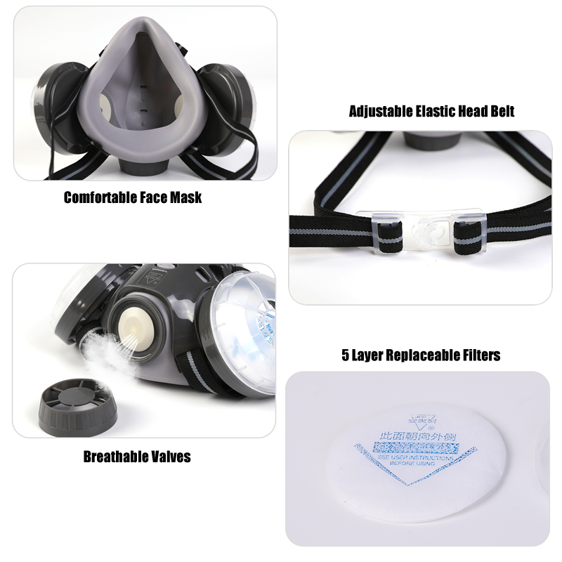 新しい防塵マスクフルフェイスマスクデュアル 4 層フィルター - Anti Pollution Mask のレビューと価格