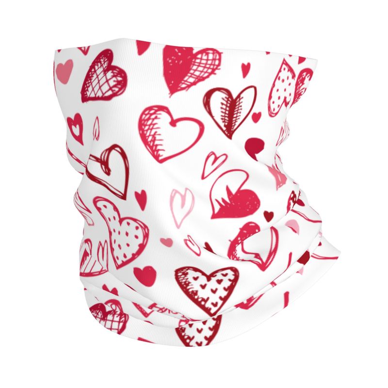 ピンクレッドラブハートバンダナネックウォーマー女性男性ハイキ - Neck Gaiter Face Cover のレビューと価格