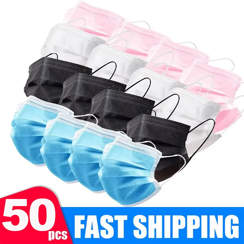 50 個 3 層マスクフェイスマスクメルトブローン布使い捨て - Disposable Mask Blue のレビューと価格