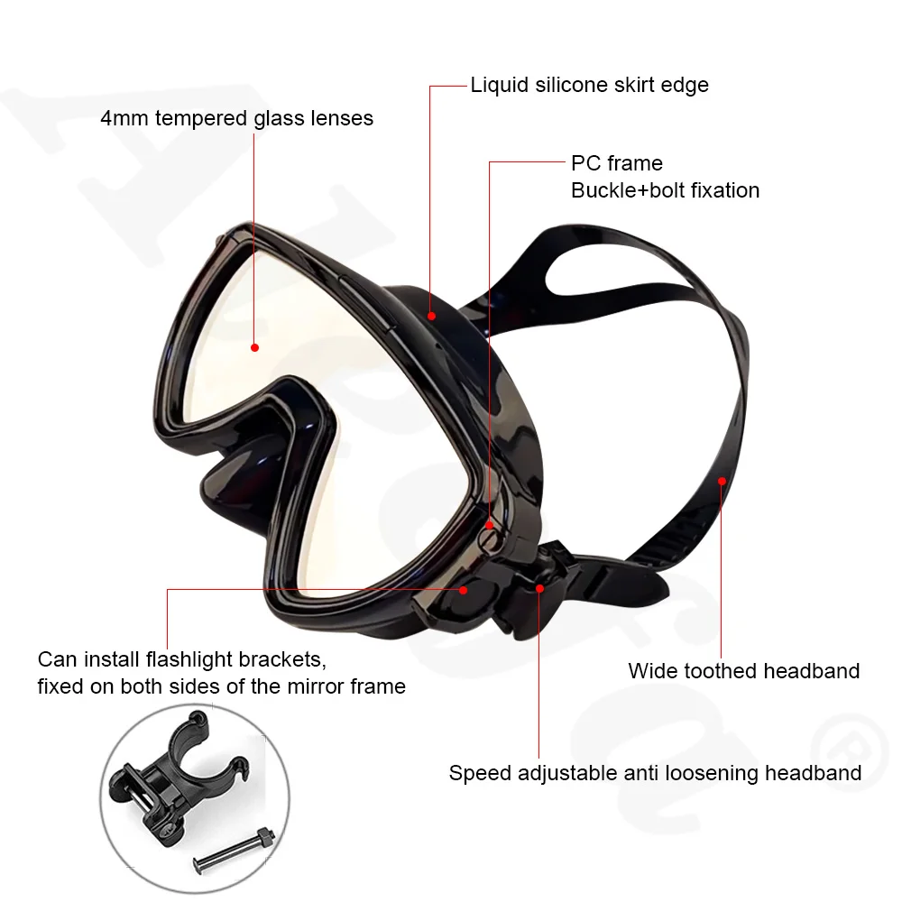 フラッシュライトブラケット付きスキューバダイビングマスク、液 - Silicone Mask Bracket のレビューと価格