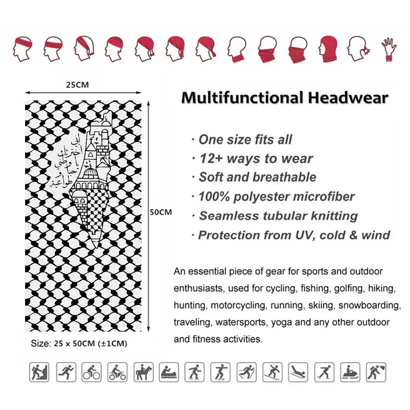 アラビア書道バンダナ フォークハッタ クフィヤ柄 ネックゲイ - Neck Gaiter Face Cover のレビューと価格